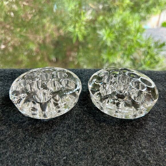 Pair of Vintage Clear Glass 11 Hole Flower Frogs - Picture 8 of 12